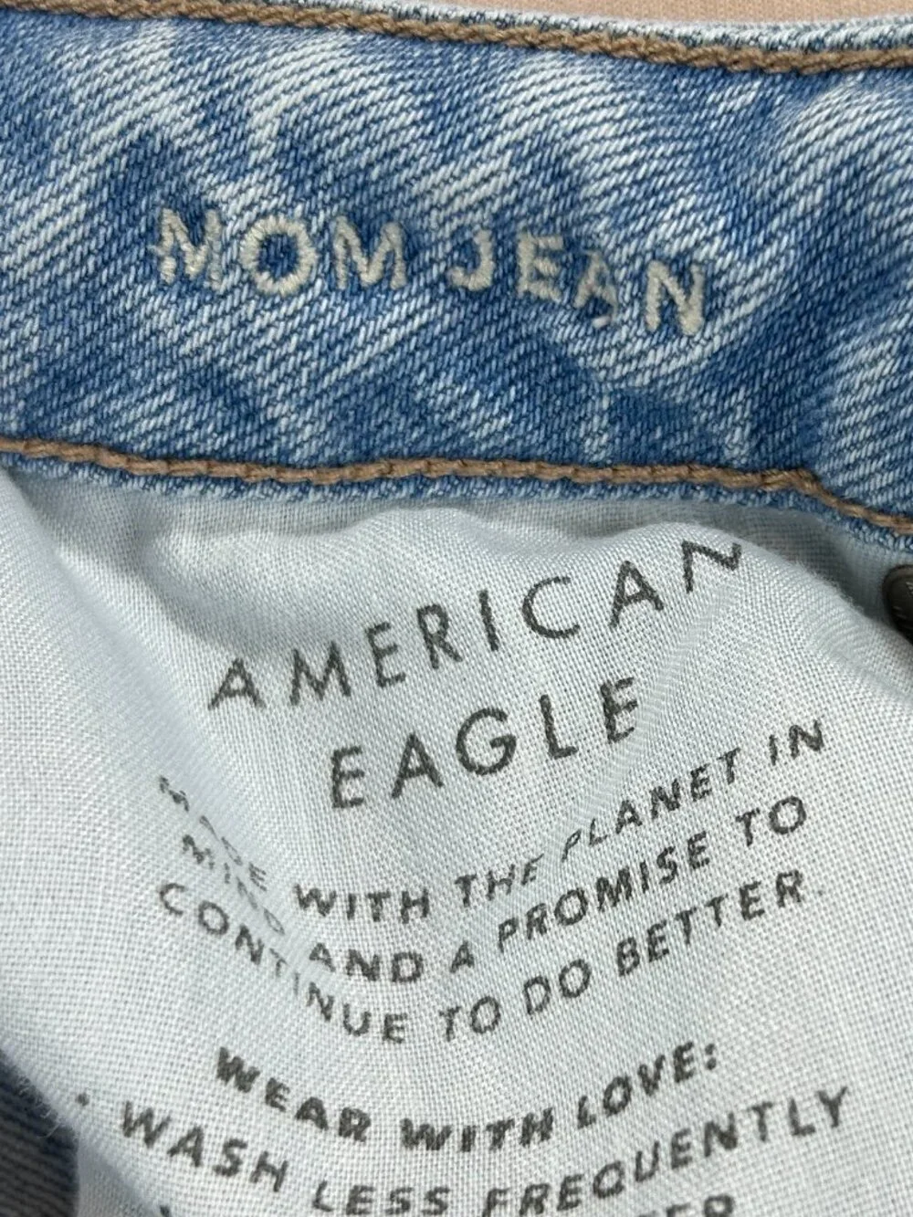 American Eagle Jeans Womens Size 0 Blue Denim Mid Rise Strigid MOM Stretch - Picture 7 of 14